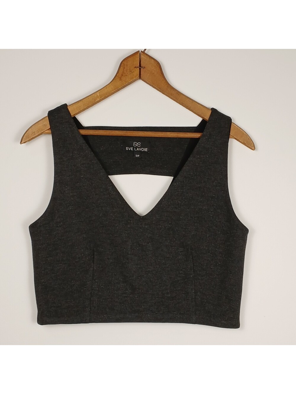 Eve Lavoie Crop Top Women Small Charcoal Open Back Montreal Designer